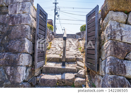 [Important Preservation District for Groups of Traditional Buildings] Hachiman: Spring scenery along the path to Hachimanbori Canal, Omihachiman City, Shiga Prefecture 142286505