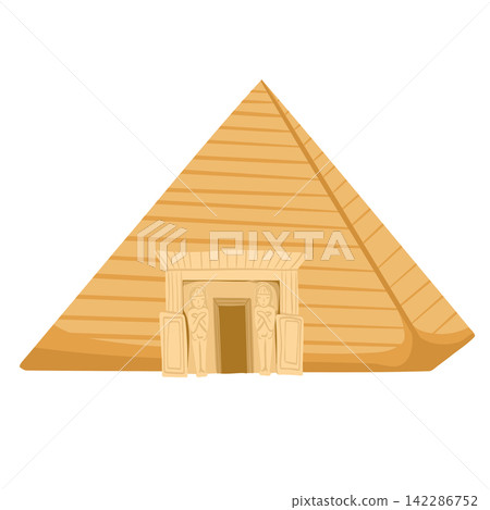 Egypt pyramid, symbol of ancient Egypt. Abstract hand drawn vector art. Ancient architecture in sand dunes isolated on white background Egypt pyramid, symbol of ancient Egypt. Abstract hand drawn vector art. Ancient architecture in sand dunes isolated on white background 142286752