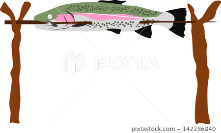 烤虹鱒魚插圖 烤虹鱒魚插圖 142286840