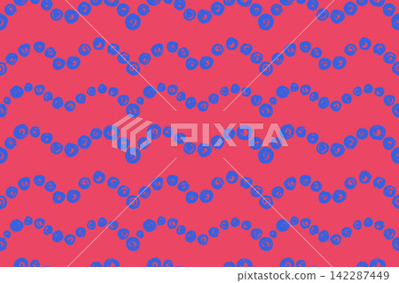 Blue Dotted Waves Form a Playful Pink Polka Dot Seamless Pattern Blue Dotted Waves Form a Playful Pink Polka Dot Seamless Pattern 142287449
