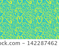 Striped Yellow Hearts Create a Dense Cyan Polka Dot Seamless Pattern 142287462