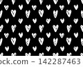 White Brush Hearts Form a Minimal Black Polka Dot Seamless Pattern 142287463