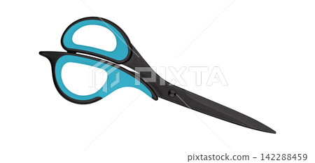 Modern black and orange office scissors isolated on white background Modern black and orange office scissors isolated on white background 142288459