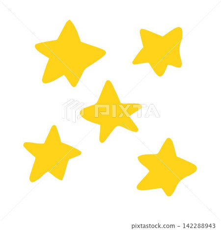 Naive space set. Hand-drawn dopamine stars Naive space set. Hand-drawn dopamine stars 142288943