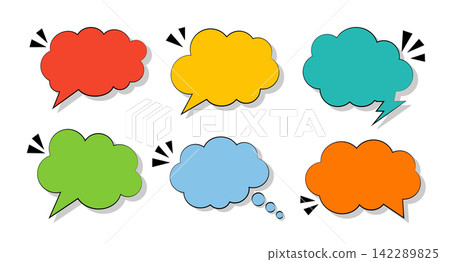 Clouds set speech bubbles elements monochrome color line art vector illustration Clouds set speech bubbles elements monochrome color line art vector illustration 142289825