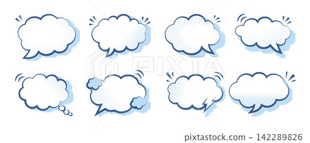 Clouds set speech bubbles elements monochrome color line art vector illustration Clouds set speech bubbles elements monochrome color line art vector illustration 142289826