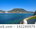 [Kitakyushu City, Fukuoka Prefecture] View of the Kanmon Strait and Mount Hiyama on the opposite shore from the Mekari Tidal Promenade 142289979