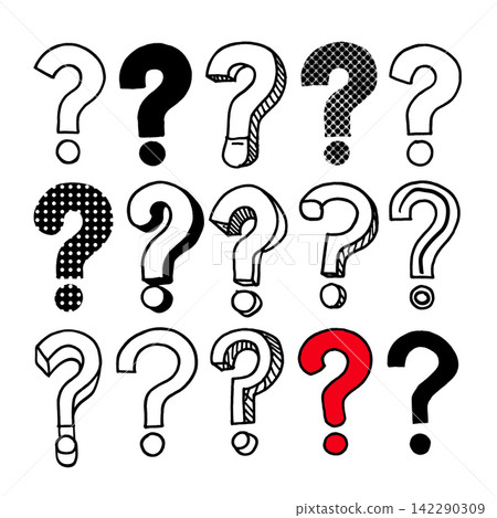 Confused query mark set with red symbol expressing doubt mystery Confused query mark set with red symbol expressing doubt mystery 142290309