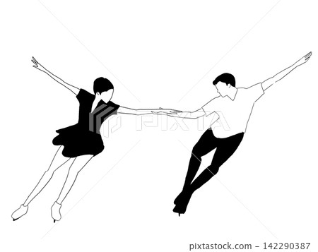 Figure skating pairs gliding while holding hands Figure skating pairs gliding while holding hands 142290387