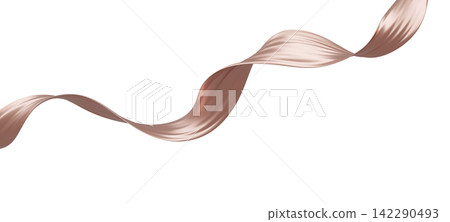 Rose gold fabric ribbon waving isolated on white background with copy space 3D render Rose gold fabric ribbon waving isolated on white background with copy space 3D render 142290493
