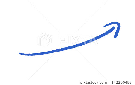 A simple and stylish hand-drawn blue horizontal arrow - a symbol in a doodle style pointing upwards at a slight angle. A simple and stylish hand-drawn blue horizontal arrow - a symbol in a doodle style pointing upwards at a slight angle. 142290495