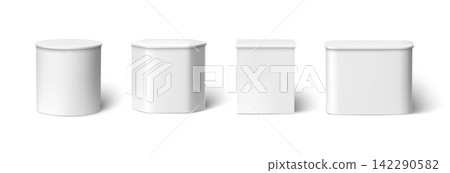 Blank exhibition counter set with round, curved, square and rectangular trade show podiums, realistic white promotional reception desks for expo booth mockups. Isolated vector 3d template Blank exhibition counter set with round, curved, square and rectangular trade show podiums, realistic white promotional reception desks for expo booth mockups. Isolated vector 3d template 142290582