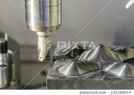 Rough cutting process on steel mold parts using indexable tool on CNC milling machine Rough cutting process on steel mold parts using indexable tool on CNC milling machine 142290674
