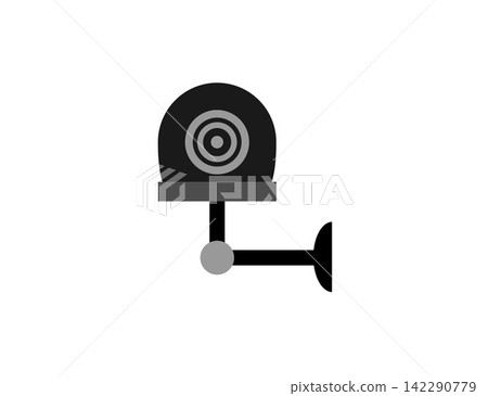 Wall-Mounted Security Camera Icon With Lens for Surveillance CCTV Monitoring and Protection. Wall-Mounted Security Camera Icon With Lens for Surveillance CCTV Monitoring and Protection. 142290779