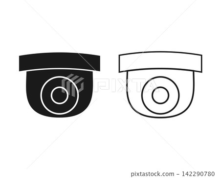 Security Camera Icon Set Showing Dome CCTV Surveillance Camera Symbols For Monitoring And Protection. 142290780