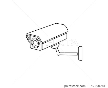 Outdoor Security Camera Surveillance CCTV Monitoring Icon Line Art Concept For Video Security. Outdoor Security Camera Surveillance CCTV Monitoring Icon Line Art Concept For Video Security. 142290781