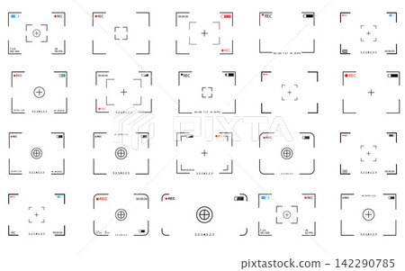 Camera Viewfinder HUD Overlays and Recording Frame Elements for Video and Photo Design. Camera Viewfinder HUD Overlays and Recording Frame Elements for Video and Photo Design. 142290785
