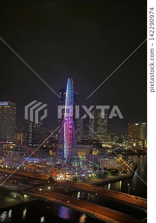 Night view of Minato Mirai seen from Oosan Bridge Night view of Minato Mirai seen from Oosan Bridge 142290974
