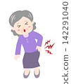 A senior woman with her hands on her hips, suffering from back pain. 142291040