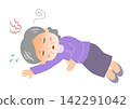 Illustration of a senior woman collapsing from heatstroke 142291042