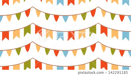 Flat garland bunting pattern background vector illustration Flat garland bunting pattern background vector illustration 142291185