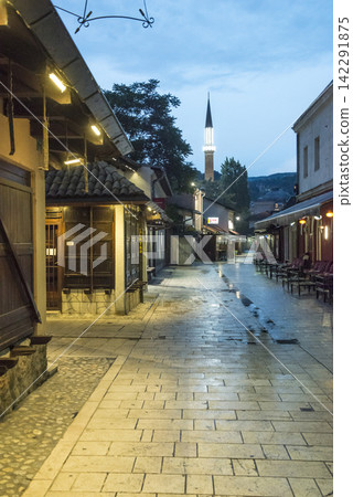 a street in Sarajevo, Bosnia and Herzegovina, at dusk a street in Sarajevo, Bosnia and Herzegovina, at dusk 142291875