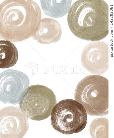 Abstract hand-painted background with organic circular shapes and soft spiral brushstrokes in a muted earthy palette with visible gouache texture Abstract hand-painted background with organic circular shapes and soft spiral brushstrokes in a muted earthy palette with visible gouache texture 142292061