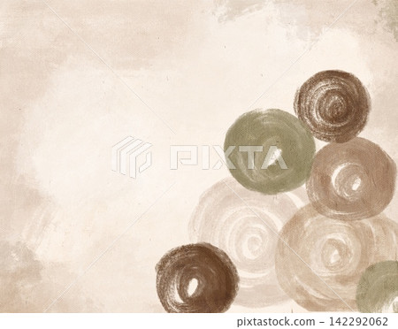 Abstract hand-painted background with organic circular shapes and soft spiral brushstrokes in a muted earthy palette with visible gouache texture Abstract hand-painted background with organic circular shapes and soft spiral brushstrokes in a muted earthy palette with visible gouache texture 142292062