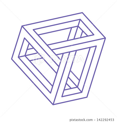 Illusion shapes. Tattoo in trendy 2022 Very Peri color. 3d geometry. Optical illusion figure. Sacred geometry. Illusion shapes. Tattoo in trendy 2022 Very Peri color. 3d geometry. Optical illusion figure. Sacred geometry. 142292453