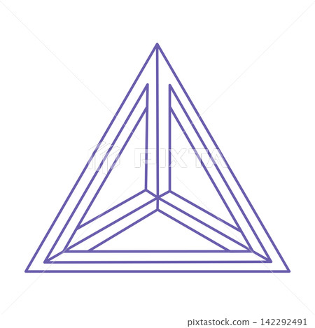 Illusion shapes. 3d geometry object. Optical illusion figure. Sacred geometry triangle. Logo in trendy 2022 Very Peri color. Illusion shapes. 3d geometry object. Optical illusion figure. Sacred geometry triangle. Logo in trendy 2022 Very Peri color. 142292491