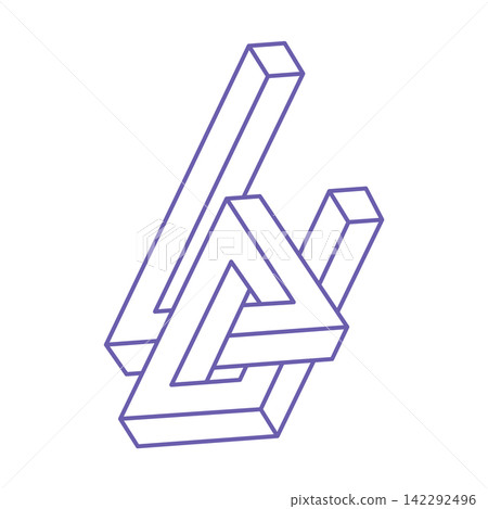 Impossible shapes, optical illusion, vector. Optical art objects. Logo. Geometric figures. Tattoo in trendy 2022 Very Peri color. Impossible shapes, optical illusion, vector. Optical art objects. Logo. Geometric figures. Tattoo in trendy 2022 Very Peri color. 142292496