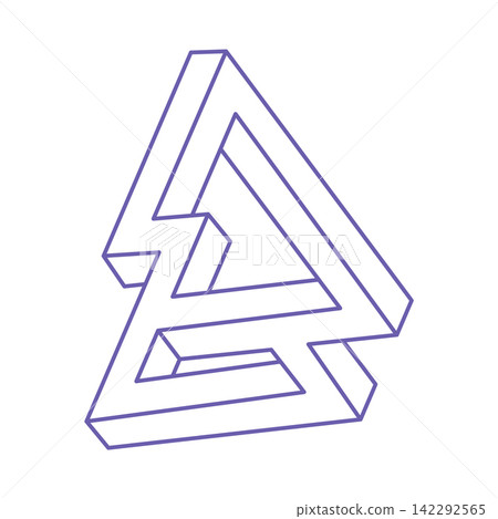 Optical illusion. Sacred geometry. Impossible shapes. Abstract eternal geometric object. Impossible endless outline figure. Optical art. Impossible geometry symbol on a white background. Optical illusion. Sacred geometry. Impossible shapes. Abstract eternal geometric object. Impossible endless outline figure. Optical art. Impossible geometry symbol on a white background. 142292565