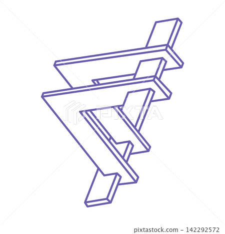 Illusion shapes. 3d geometry tattoo. Optical illusion figure. Sacred geometry. Logo in trendy 2022 Very Peri color. 142292572