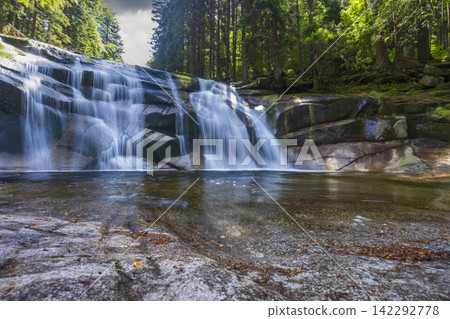 Waterfall Mumlava near Harachov, Giant Mountains (Krkonose), Eastern Bohemia, Czech Republic Waterfall Mumlava near Harachov, Giant Mountains (Krkonose), Eastern Bohemia, Czech Republic 142292778