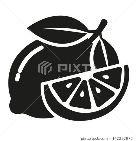 Black Lemon Fruit and Slice Silhouette Vector Icon 142292973