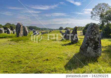 Standing stones (or menhirs) in Carnac, Morbihan, Brittany, France Standing stones (or menhirs) in Carnac, Morbihan, Brittany, France 142293225