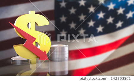 Declining United States Dollar and Economic Downturn 3d render. Declining United States Dollar and Economic Downturn 3d render. 142293561