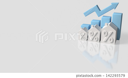 Rising Mortgage Rates and Housing Market Growth Concept 3d render. Rising Mortgage Rates and Housing Market Growth Concept 3d render. 142293579