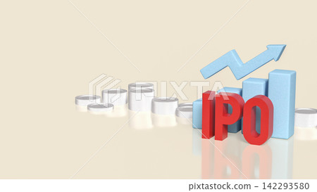 Successful Initial Public Offering with Rising Financial Growth Chart 3d render. 142293580