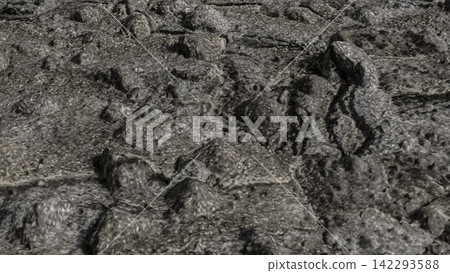 Detailed Dark Gray Rocky Ground Texture with Scattered Stones 3d render. Detailed Dark Gray Rocky Ground Texture with Scattered Stones 3d render. 142293588
