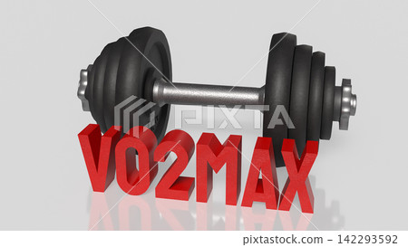 VO2 Max Endurance Training Concept with Heavy Dumbbell 3d render. VO2 Max Endurance Training Concept with Heavy Dumbbell 3d render. 142293592
