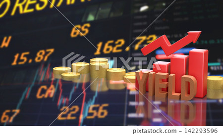 Rising Investment Yield Concept with Stock Market Growth Chart 3d render. Rising Investment Yield Concept with Stock Market Growth Chart 3d render. 142293596
