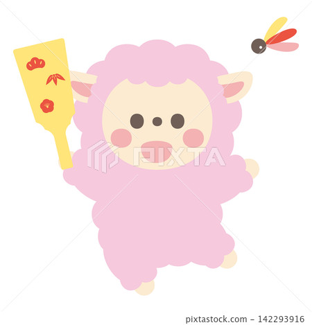 Cute sheep character illustration material playing shuttlecock Cute sheep character illustration material playing shuttlecock 142293916