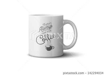 White Coffee Mug Mockup with Vintage Typography Print. Realistic Ceramic Cup for Branding and Merch Design. 3d Vector Illustration White Coffee Mug Mockup with Vintage Typography Print. Realistic Ceramic Cup for Branding and Merch Design. 3d Vector Illustration 142294034