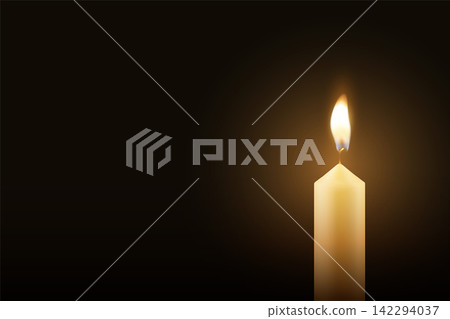 Candle Light, Vector Illustration. Realistic Burning Flame on Horizontal Dark Background. Memorial and Sympathy Card Template. Spiritual, Calm Design For Remembrance, Meditation, Condolence Candle Light, Vector Illustration. Realistic Burning Flame on Horizontal Dark Background. Memorial and Sympathy Card Template. Spiritual, Calm Design For Remembrance, Meditation, Condolence 142294037
