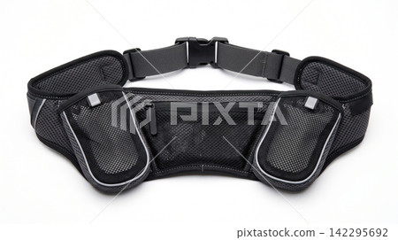 Black running belt with reflective details and storage pouches exercise training marathon athletics equipment accessory adjustable reflective portable convenient lifestyle athletic Black running belt with reflective details and storage pouches exercise training marathon athletics equipment accessory adjustable reflective portable convenient lifestyle athletic 142295692