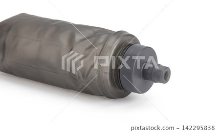Grey tactical object with nozzle and metallic finish on white background tactical metallic cylindrical equipment background industrial hardware mechanism accessory component machinery Grey tactical object with nozzle and metallic finish on white background tactical metallic cylindrical equipment background industrial hardware mechanism accessory component machinery 142295838