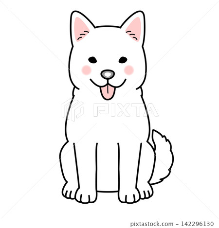 Vector illustration of a Kishu dog (full body, front view, sitting). Vector illustration of a Kishu dog (full body, front view, sitting). 142296130