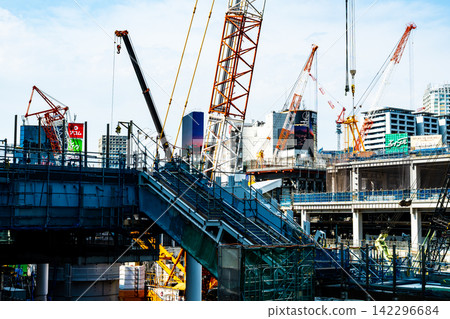 澀谷站西口施工中；行人天橋施工中；2026.07 b-2 高色彩飽和度對比 142296684