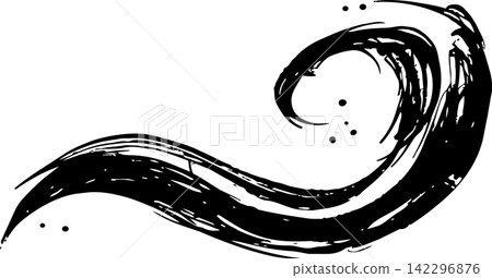A Japanese-style ink painting illustration of water vortices and swirling currents. A Japanese-style ink painting illustration of water vortices and swirling currents. 142296876